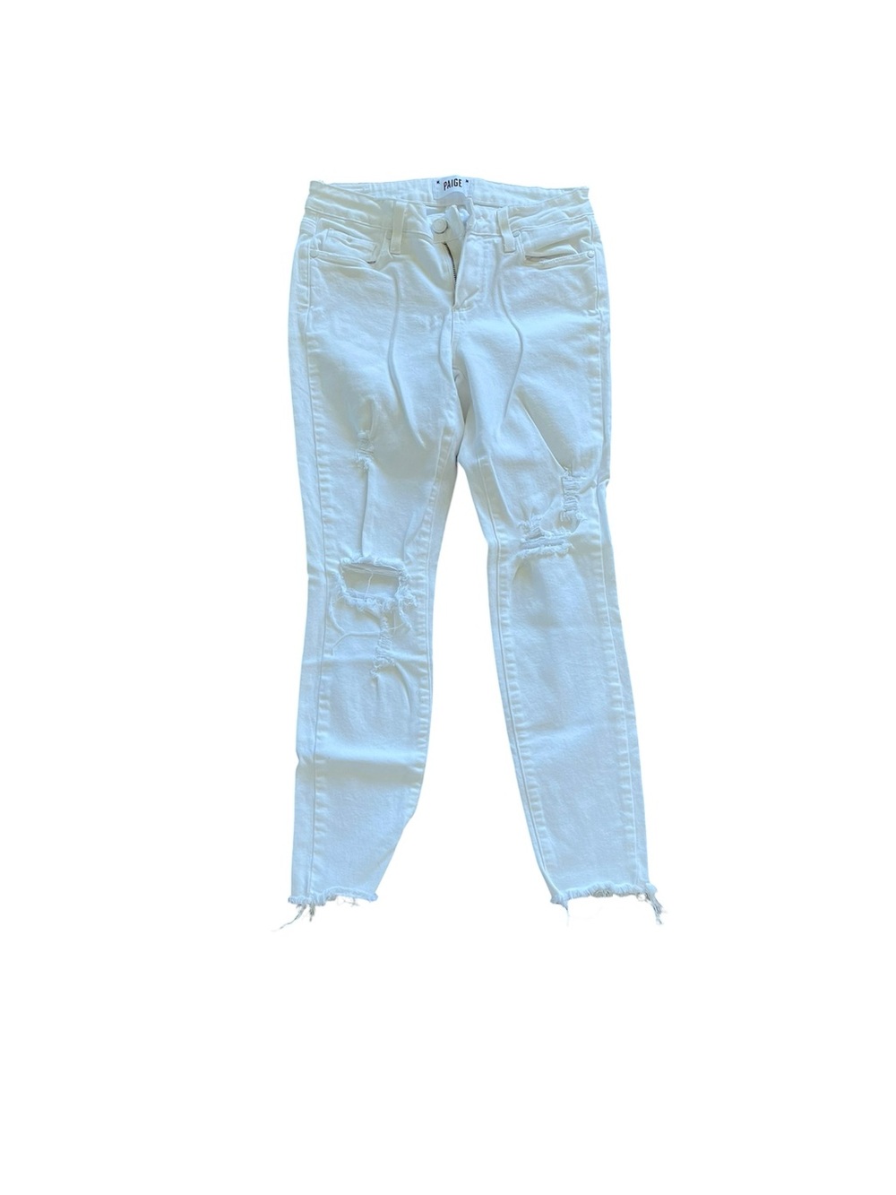 PAIGE White Distressed Skinny Jeans